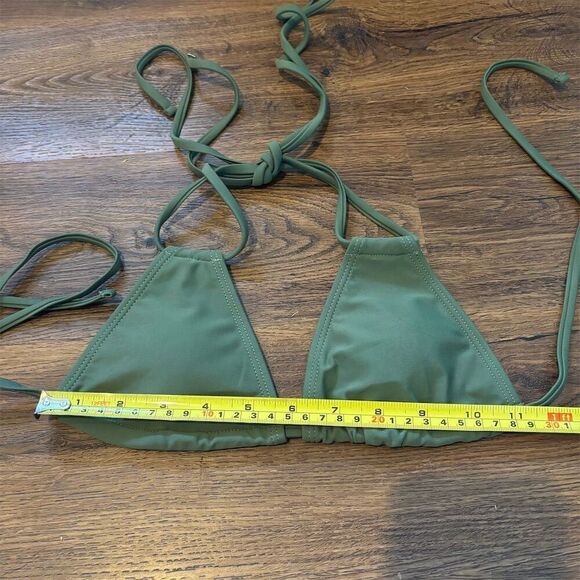 Hisaguhe Women's Dark Green Tie-Side Triangle Bikini Set Size S - Picture 11 of 12